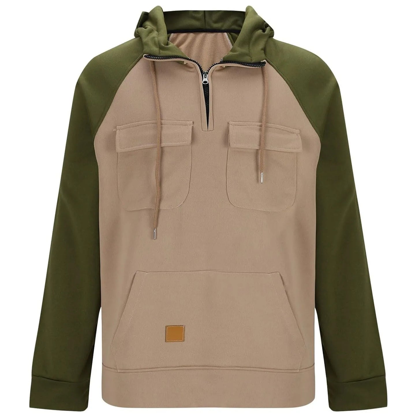 Mens Hoodie Long Sleeve Casual Pullover Tops Color Block Hooded Sweatshirts